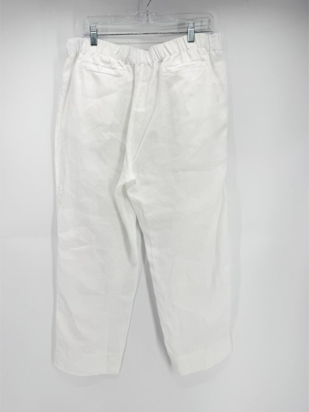 Birds Of Paradis Pants White Linen Ankle Elastic Waist (missing Drawstring) L - Picture 5 of 10